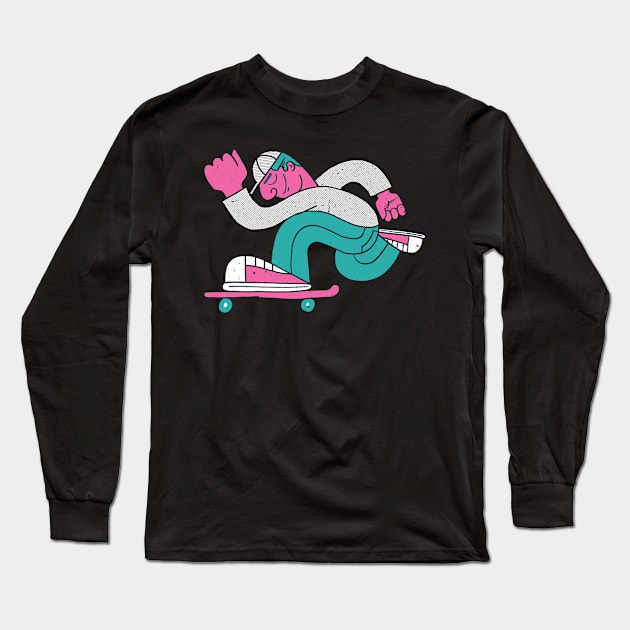 Retro Skate Skateboard Skateboarding Long Sleeve T-Shirt by funkyteesfunny